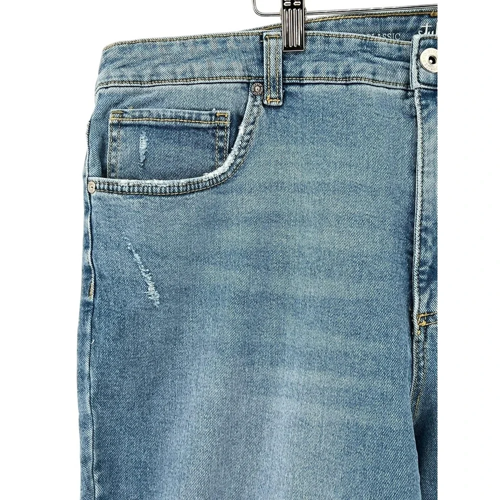 Style & Co Jeans Womens Plus Size 18W Blue High‎ Rise Straight Distressed Denim